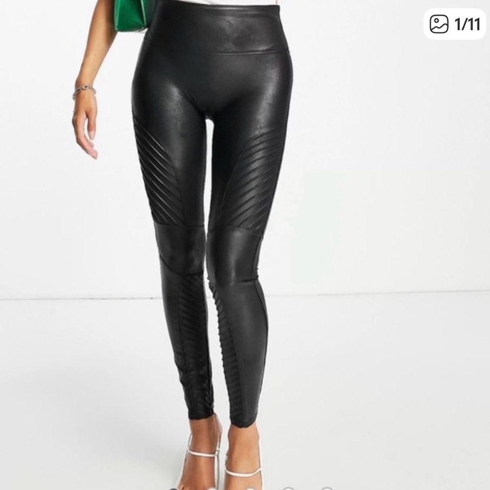 Spanx Faux Leather Moto Leggings XS - Picture 2 of 7